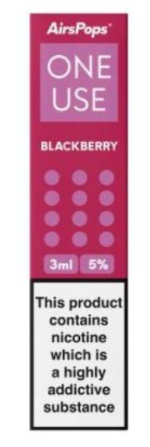 AIRSPOPS ONE USE 800 PUFF (5%) BLACKBERRY