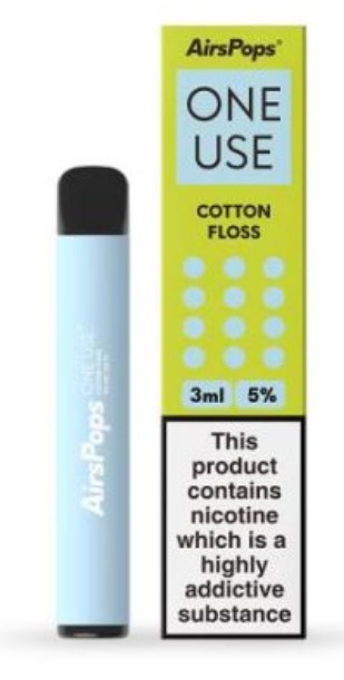AIRSPOPS ONE USE 800 PUFF (5%) COTTON FLOSS