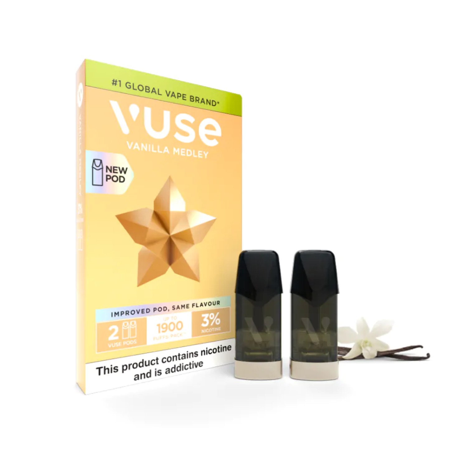 VUSE DISPO REP POD 2K PUFFS/PACK 2's 3% VNLA MDLEY