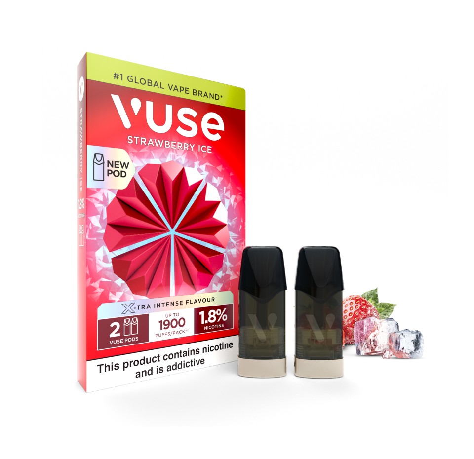 VUSE DISPO REP POD 2K PUFFS/PACK 2's 1.8% STRWBR I